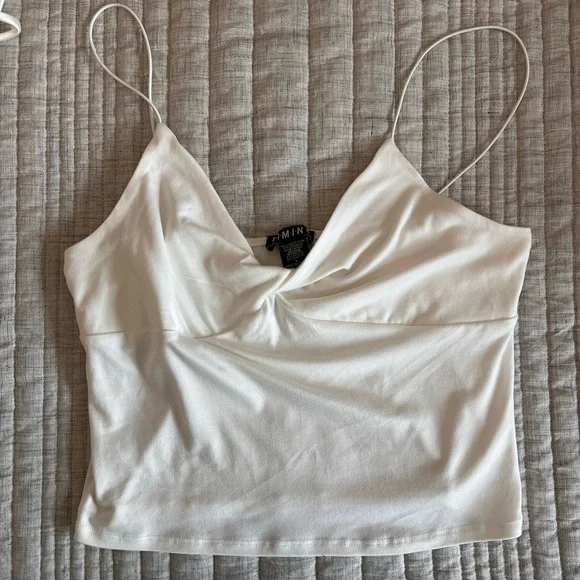 Timing White Twist Front Spaghetti Strap Tank – Size L - Picture 1 of 7